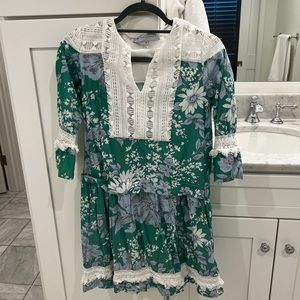 Green floral dress with fringe from Tuckernuck
